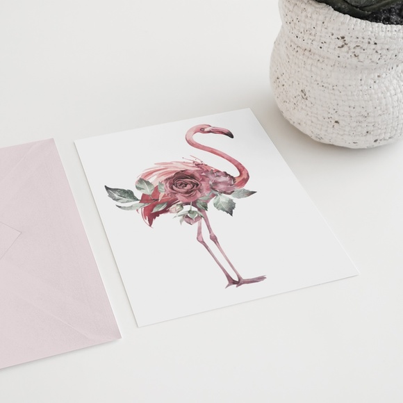 Watercolor Tropical Flamingo Wall Art Poster Print UNFRAMED - Picture 8 of 17